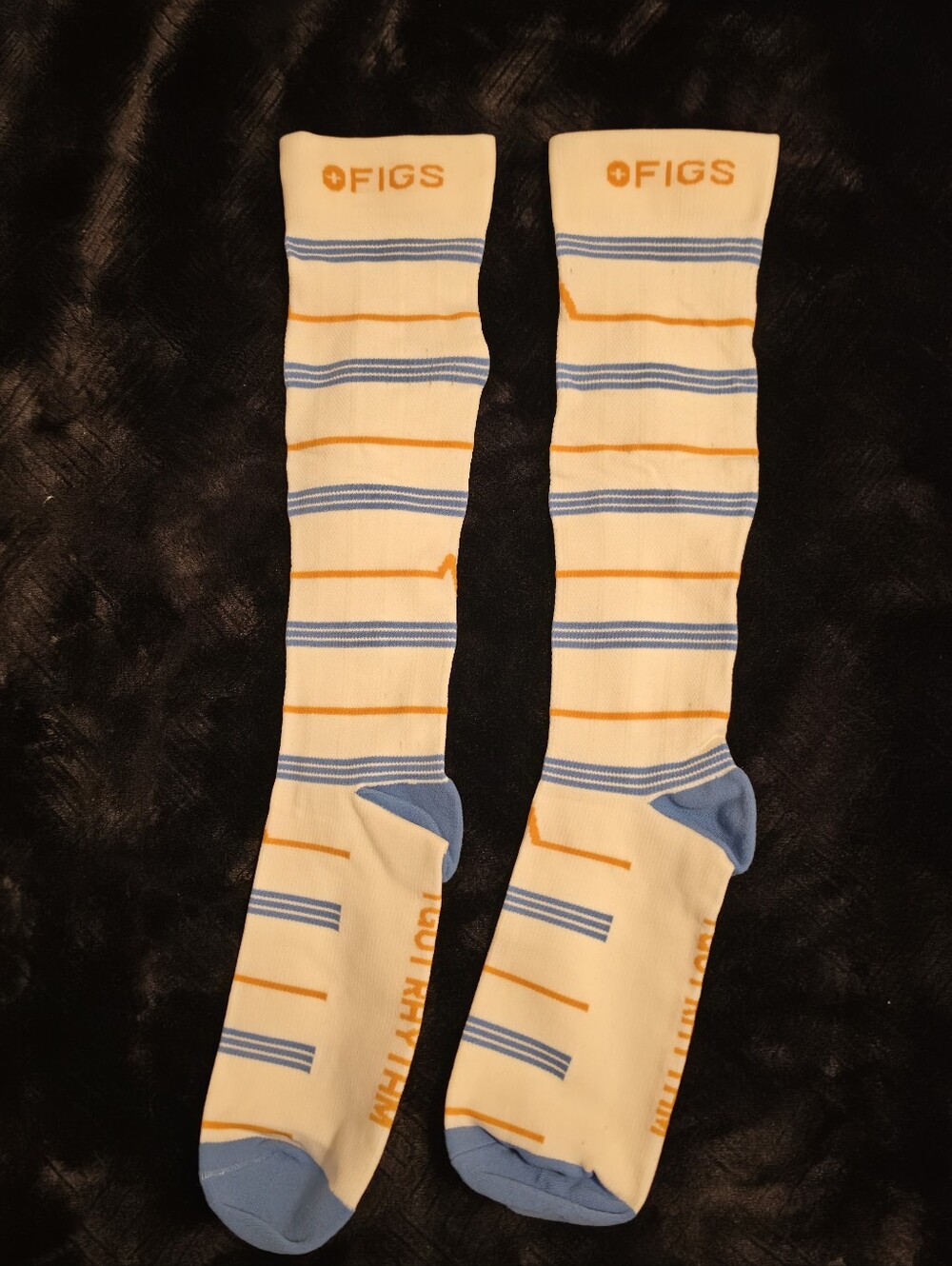 New FIGS Yellow & Blue  Stripe Compression Socks